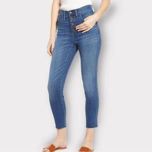 Madewell Jeans Womens 25 Blue Denim 10" High Rise Skinny Crop Button Fly